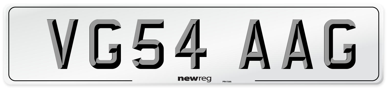 VG54 AAG Number Plate from New Reg
